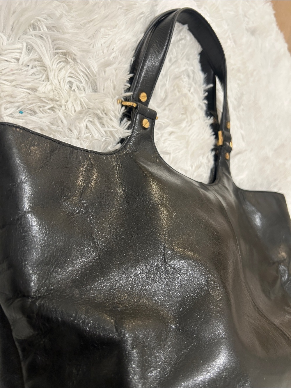 Tory Burch Black Leather Logo Purse with Gold Accents - Picture 6 of 13